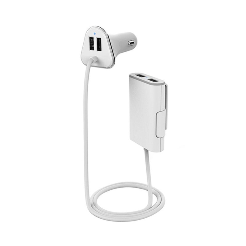 nonvoful High Capacity 1.8M Cable 4 USB Ports 9.6A Hub Fireproofing Car USB Charger Car Auto Charging Adapter - intl Singapore
