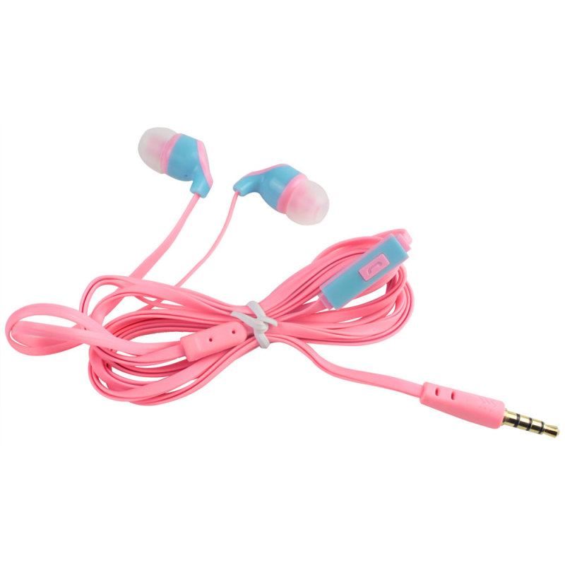 niceEshop 3.5mm Flat Noodle Shape In-ear Earphone Headphones with TPE Cable and Silicone Earcap (Pink,1.2m) - Intl Singapore