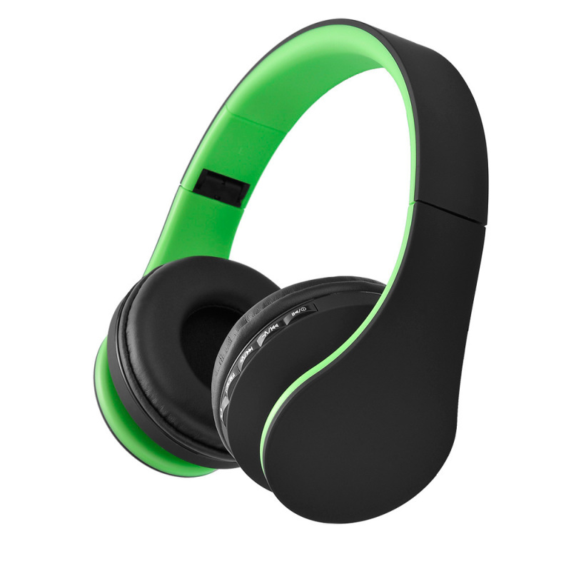 niceEshop Wireless Bluetooth Stereo Headphone Foldable EDR Earphone Mic MP3 FM Headset For Smart Phones Tablet(Green+Black) Singapore