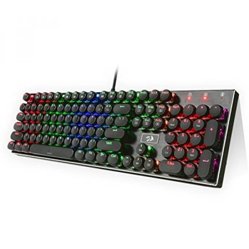 Redragon K556-RK RGB LED Backlit Mechanical Gaming Keyboard with Brown Switches,104 Anti-ghosting Standard Keys Retro Vintage USB Typewriter Inspired Singapore
