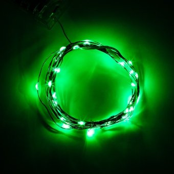 2M 20 LED Bulbs Green Soft Wire LED String Light Outdoor Waterproof Mini Rope Lights Wedding ...