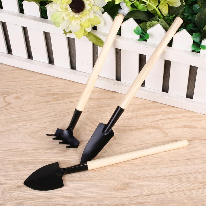 3pcs Mini Garden Harrow Spade Shovel Pots&Flower Planted Tools Set Toy - intl