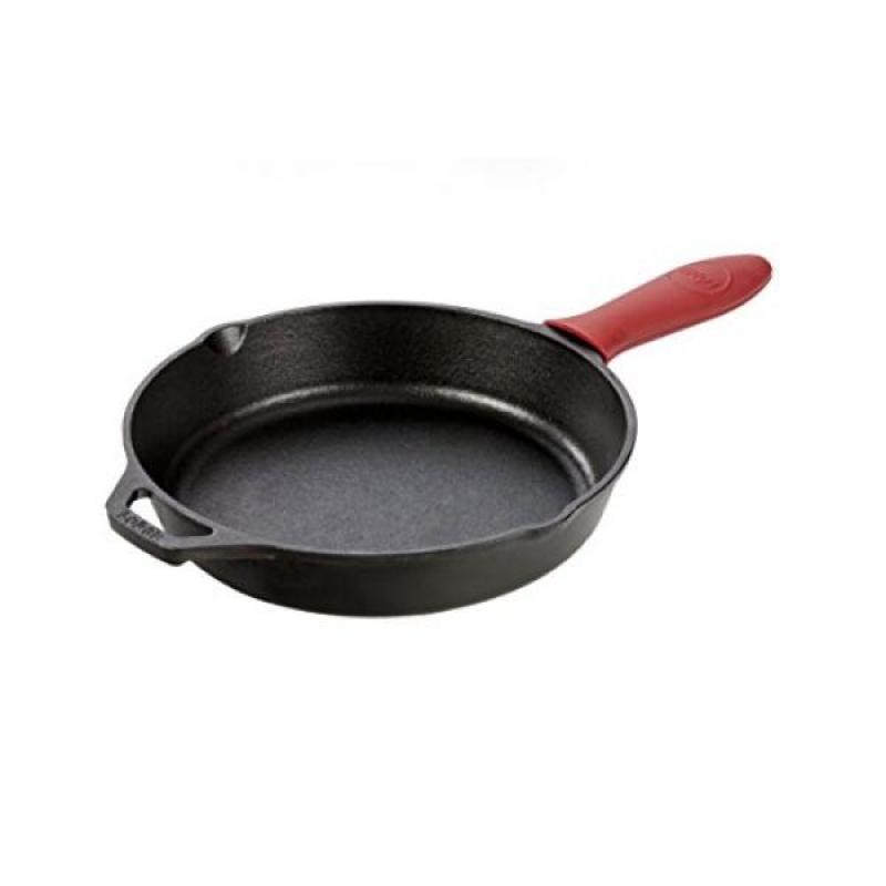 Lodge Cast Iron Skillet with Red Silicone Hot Handle Holder, 10.25-inch Singapore