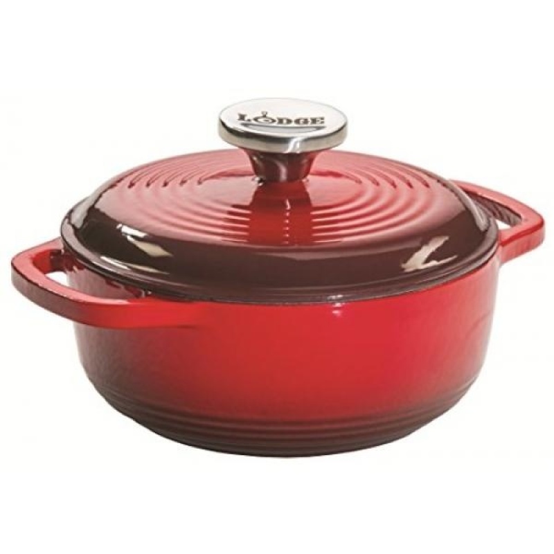 Lodge EC1D43 Enameled Cast Iron Dutch Oven, 1.5-Quart, Red - intl Singapore