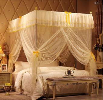... Post Bed Canopy Mosquito Net (Beige)(Export)(Intl) | Lazada Singapore