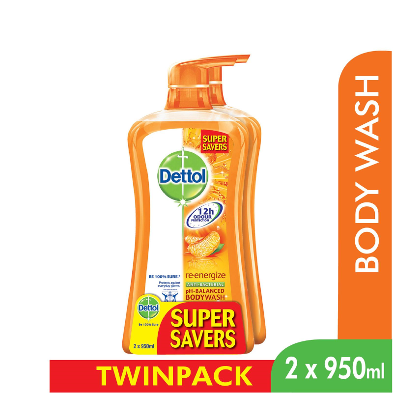 Buy Dettol Body Wash Re-Energize P&P 950Ml x 2 Singapore