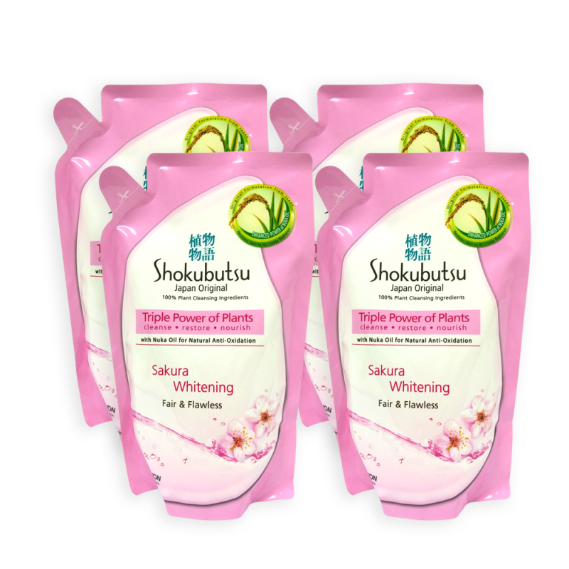 Buy (Pack of 4) Shokubutsu Sakura Whitening Fair and Flawless Body Foam Refill 550g - 8510 Singapore