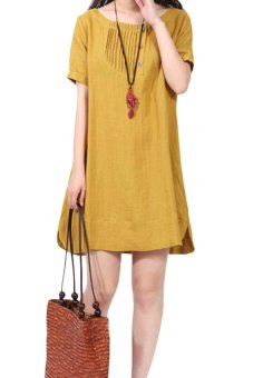 product short cotton dress with neck skirt pleating product short cotton dress with neck skirt pleating