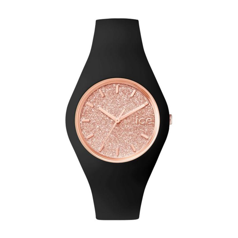 Ice Watch 001353 Ice Glitter Black Rose Gold Medium Unisex Watch Malaysia