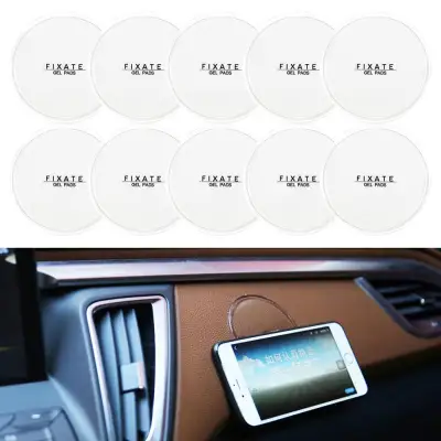 10pcs Magical Super Powerful Fixate Gel Pads Strong Stick Glue Anywhere Wall Sticker Reuseable Portable Home Fixed Wall Stickers Can be Used as Car Mobile Phone Bracket - Clear - intl (4)