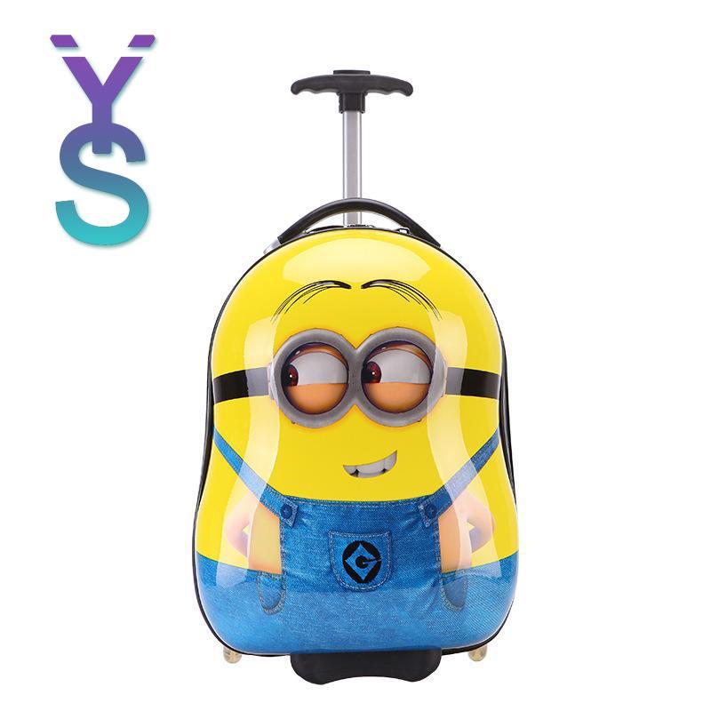 {HOT}Minions, cute cartoon unidirectional roller children 16 - inch eggshell trolley case .