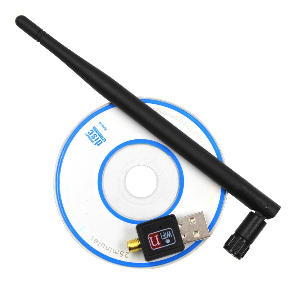 Mini Portable USB Wi Fi Receiver Adaptor 150 Mbps LAN Nirkabel Jaringan Kartu Aksesori dengan 5DB Antena Driver CD-Intl
