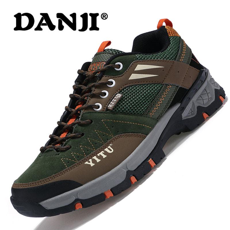 DanJi 2018 Empat Musim Sepatu Hiking Untuk Pria / Wanita Dewasa Luar Atletik Pria Sneakers Bernapas Trekking Sepatu Gunung Olahraga Climbing