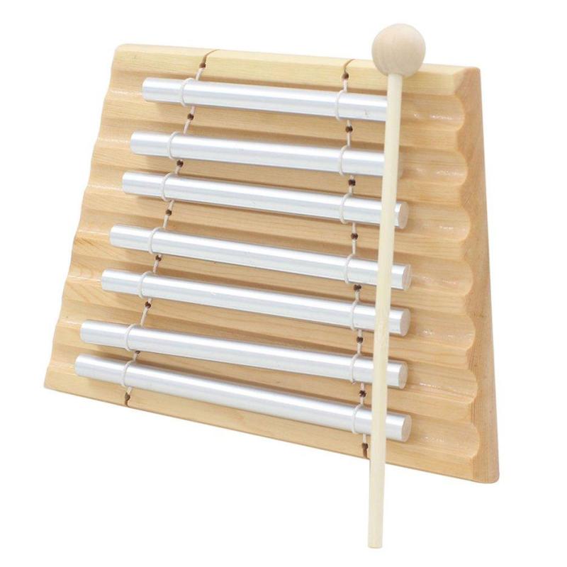 Nóng Người Bán 1 Gỗ Bộ Gõ Chuông 7 Mực Nhạc Cụ với Búa Gỗ