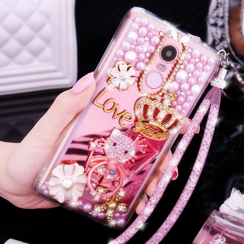 Redmi note3 Casing HP noto3 Casing Silikon PVC lunak Redmi pusat kota khusus 3 batu kristal air tali gantungan anti jatuh Wanita Trendi Silikon PVC lunak noto3