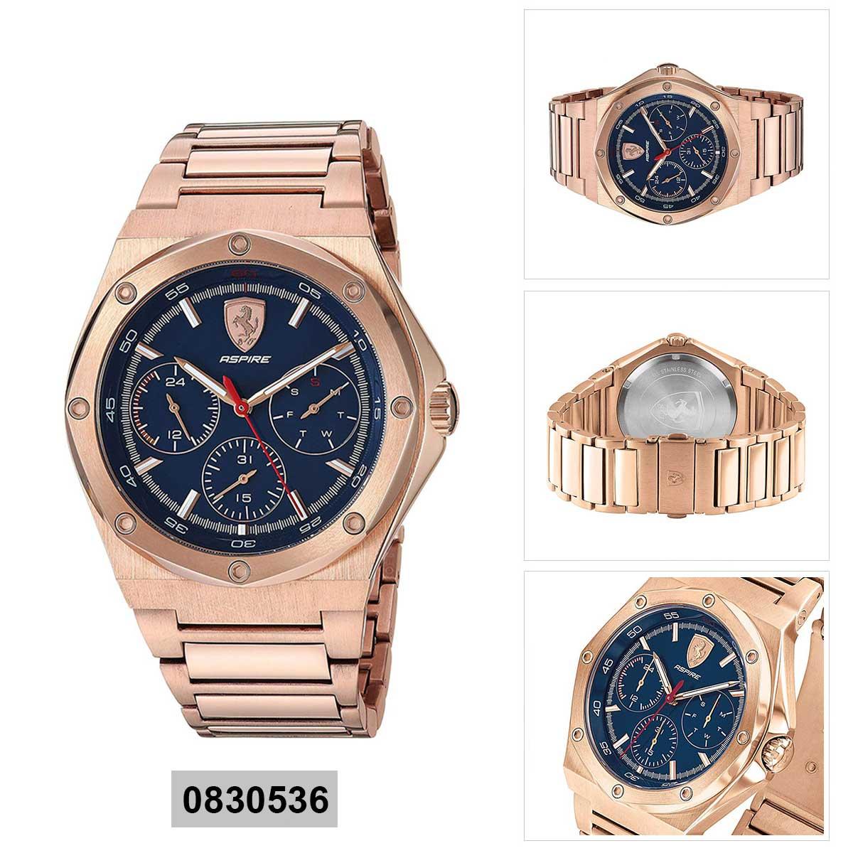 Ferrari Ferrari Aspire Gold Stainless-Steel Case Stainless-Steel Bracelet Mens NWT + Warranty 0830536