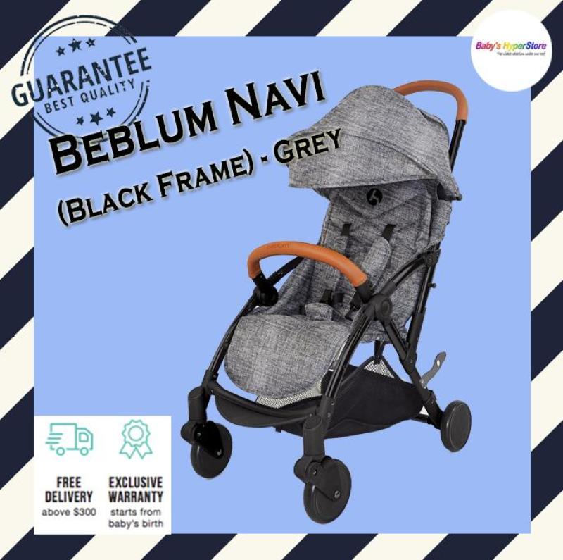Beblum Navi Stroller (Black Frame) - Grey - Suitable from birth to 18kg (Approx. 4years) - Local seller warranty 1 YEAR Singapore