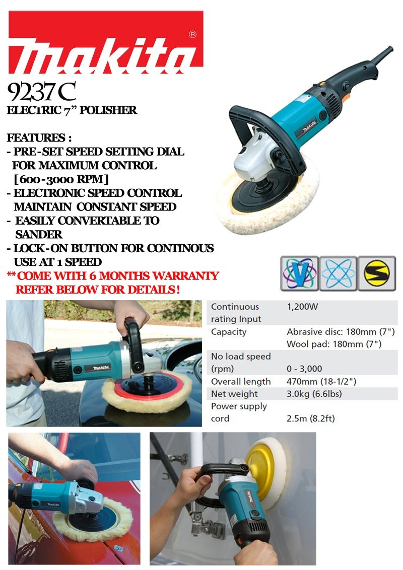 Makita 9237C 7" Polisher Buffers & Polishers Home & Garden pumpenscout.de