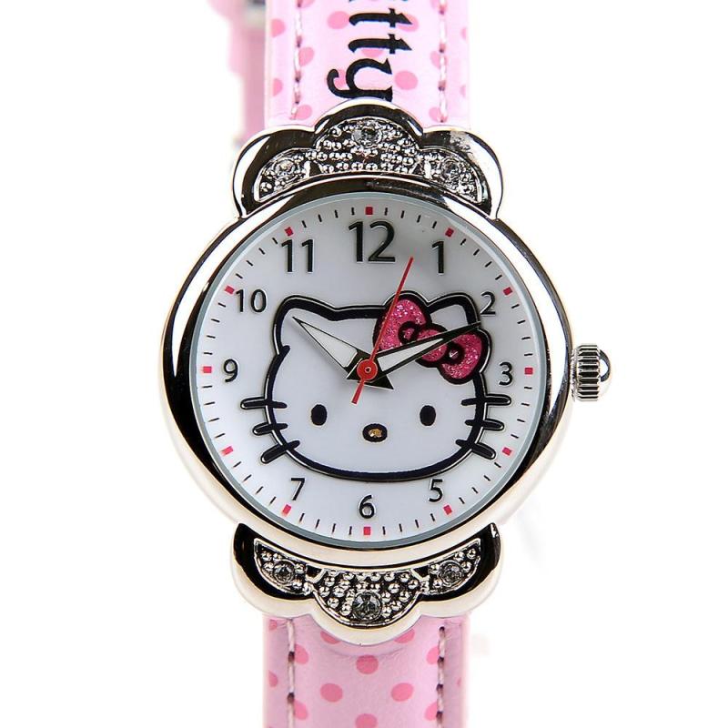 Hello kitty kt cat Hello Kitty Diamond Girl Child Waterproof Belt Watch Malaysia
