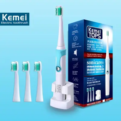 Kemei rechargeable electric toothbrush ultrasonic tooth brush teeth for kids adults sonic escova replaceable header