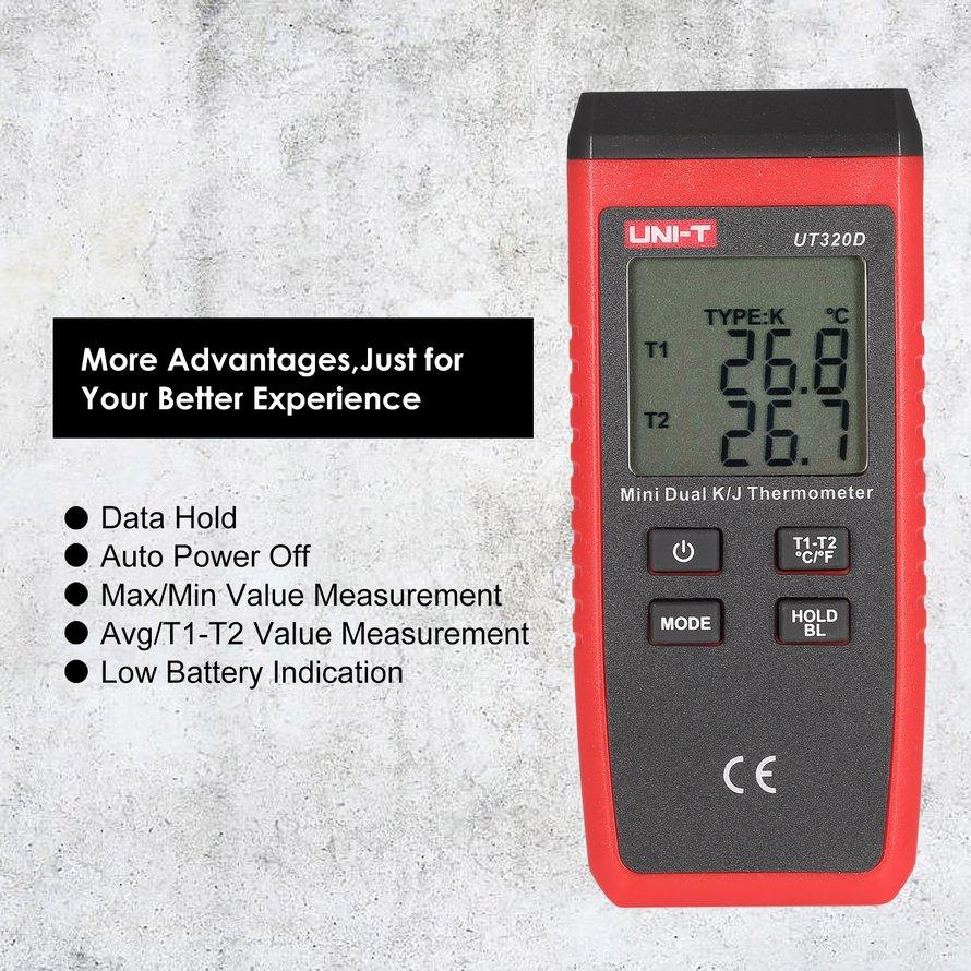 Osman UNI-T K/J Jenis Dual-CH Termokopel Digital Suhu Termometer 0
