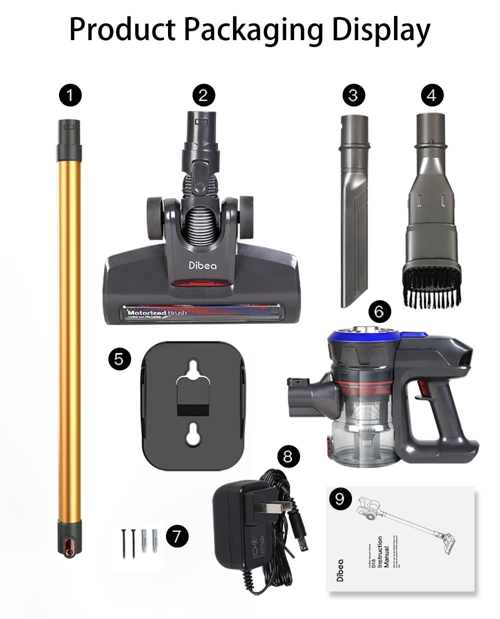 Dibea D18 Lightweight Cordless Stick Vacuum Cleaner 9000pa User Manual