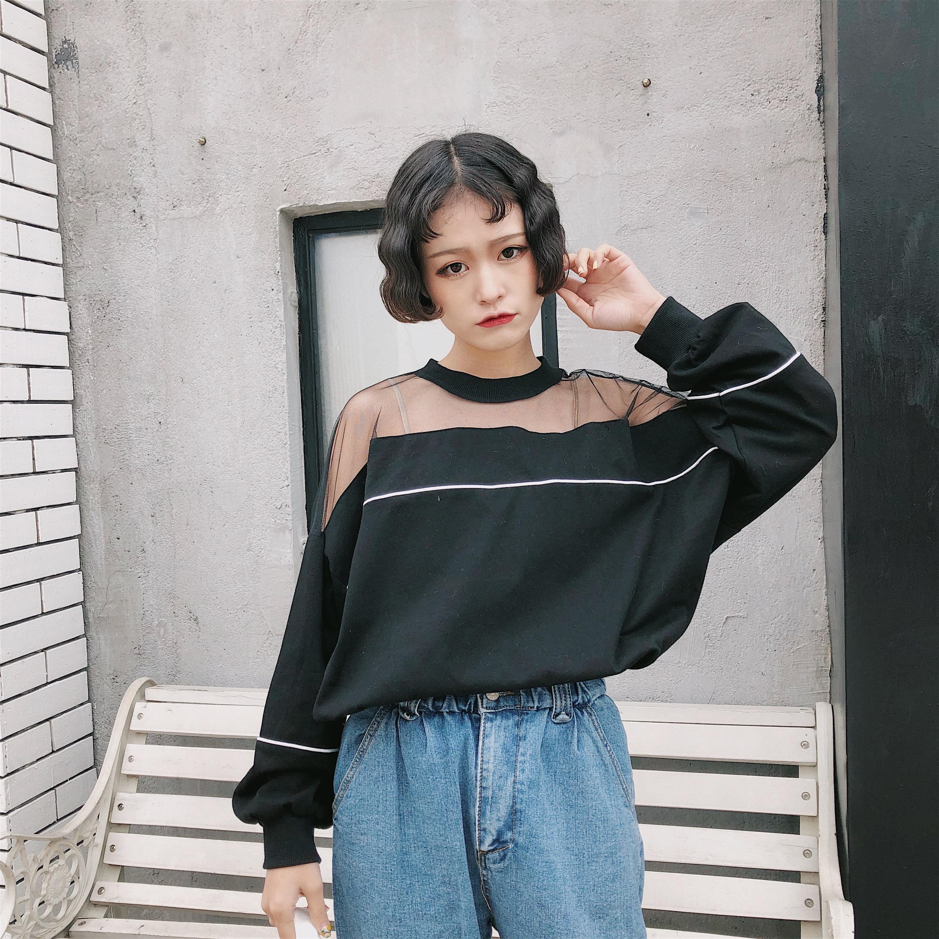 Ulzzang Kaos Korea Fashion Style Kasa Musim Semi dan Musim Panas Lengan Panjang