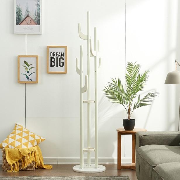 Modern Metal Coat Stand Solid Wood Hooks