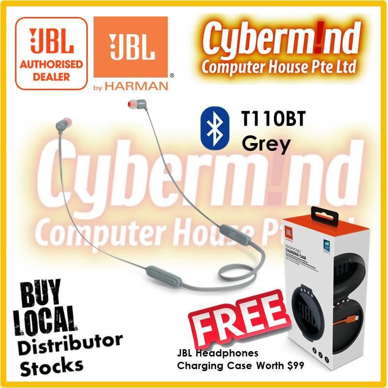 (PROMO) JBL T110BT Wireless In-Ear Headphones (GREY) *FREE JBL Headphones Charging Case worth $99* (Local Distributor Warranty / Brought to you by Cybermind) Singapore