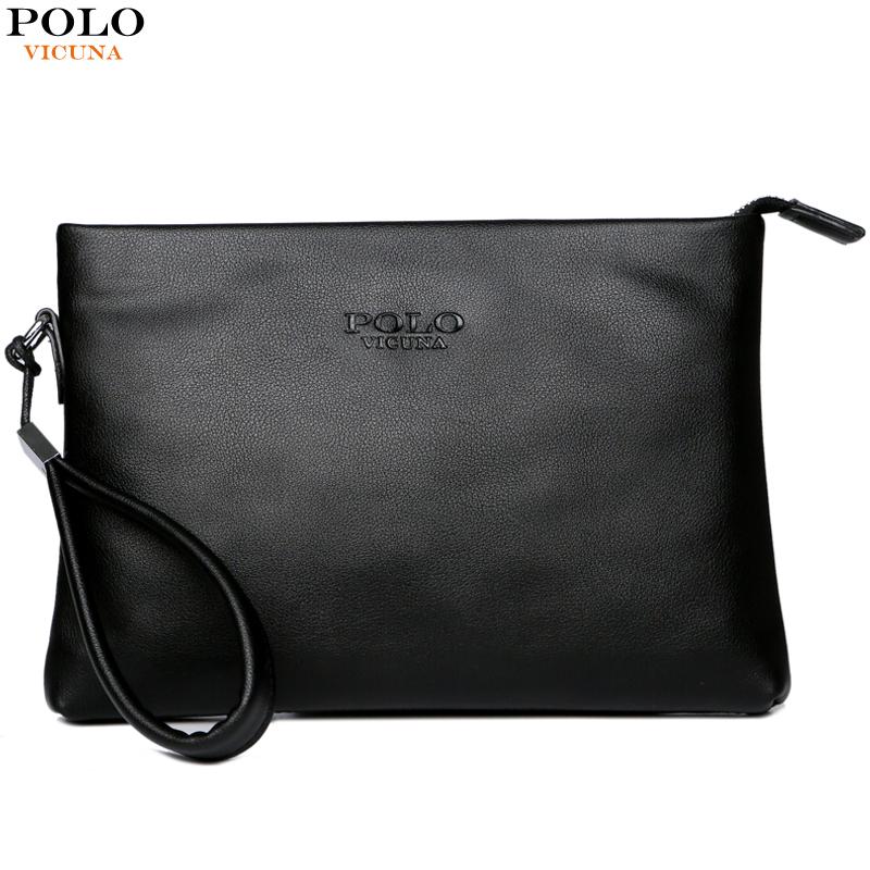 VICUNA POLO Leather Mens Clutch Bag Business Handbag Simple Man Clutch Purse Brand Big Capacity Men Wallets