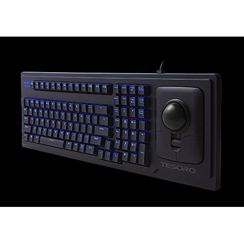 tesoro g6tl ergonomic backlit mechanical keyboard with optical trackball mouse