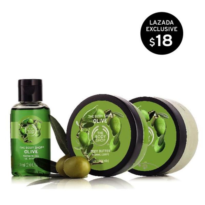Buy The Body Shop Olive Shower Gel (60ML), Body Scrub and Body Butter (50ML) Bundle Exclusive Singapore