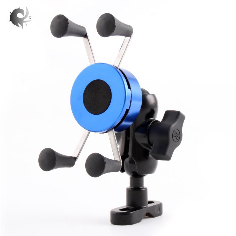 Bracket ponsel motor, aksesori yang dimodifikasi, keselamatan, shockproof, mobil listrik, X-type, sepeda, outdoor, braket ponsel berkuda, material paduan aluminium berkualitas tinggi (ponsel 4,7-6 inci)