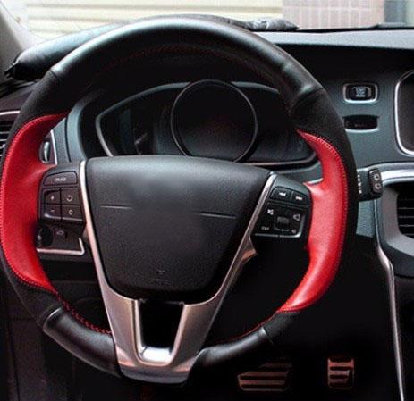 Kulit Mobil Roda Kemudi Penutup untuk Volvo XC60 V40 V60 S60 Menjahit Mantra Warna Suede Kulit Mobil Interior Aksesoris (XC60 v40 V60 S60-) -Intl