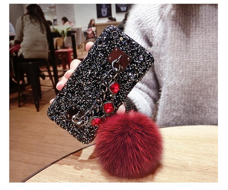 【Gelang hairball berkilau - anggur merah】Apple 7r11y67x9s bola rambut gelang ponsel shell a59s Mito m8 pasang model perempuan