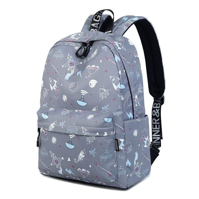 Fashion Tahan Air Wanita Ransel Sekolah Lucu Kapal Ruang Angkasa Pola Printing Kapasitas Besar Perempuan Ransel Laptop (Ukuran Kecil)-Intl