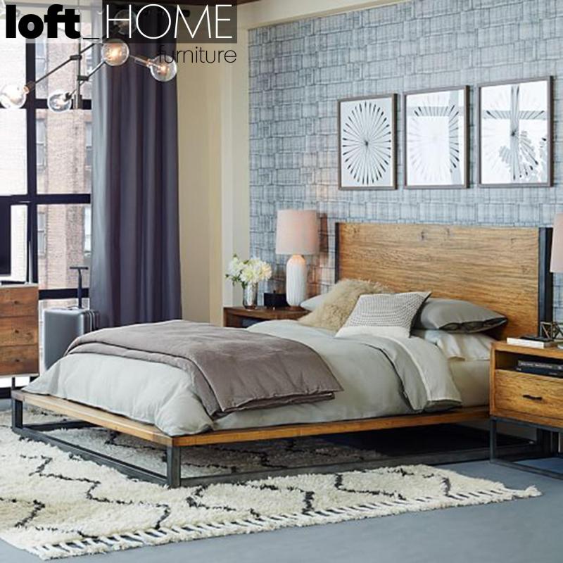 Loft Iron solid wood Bed - Industrial