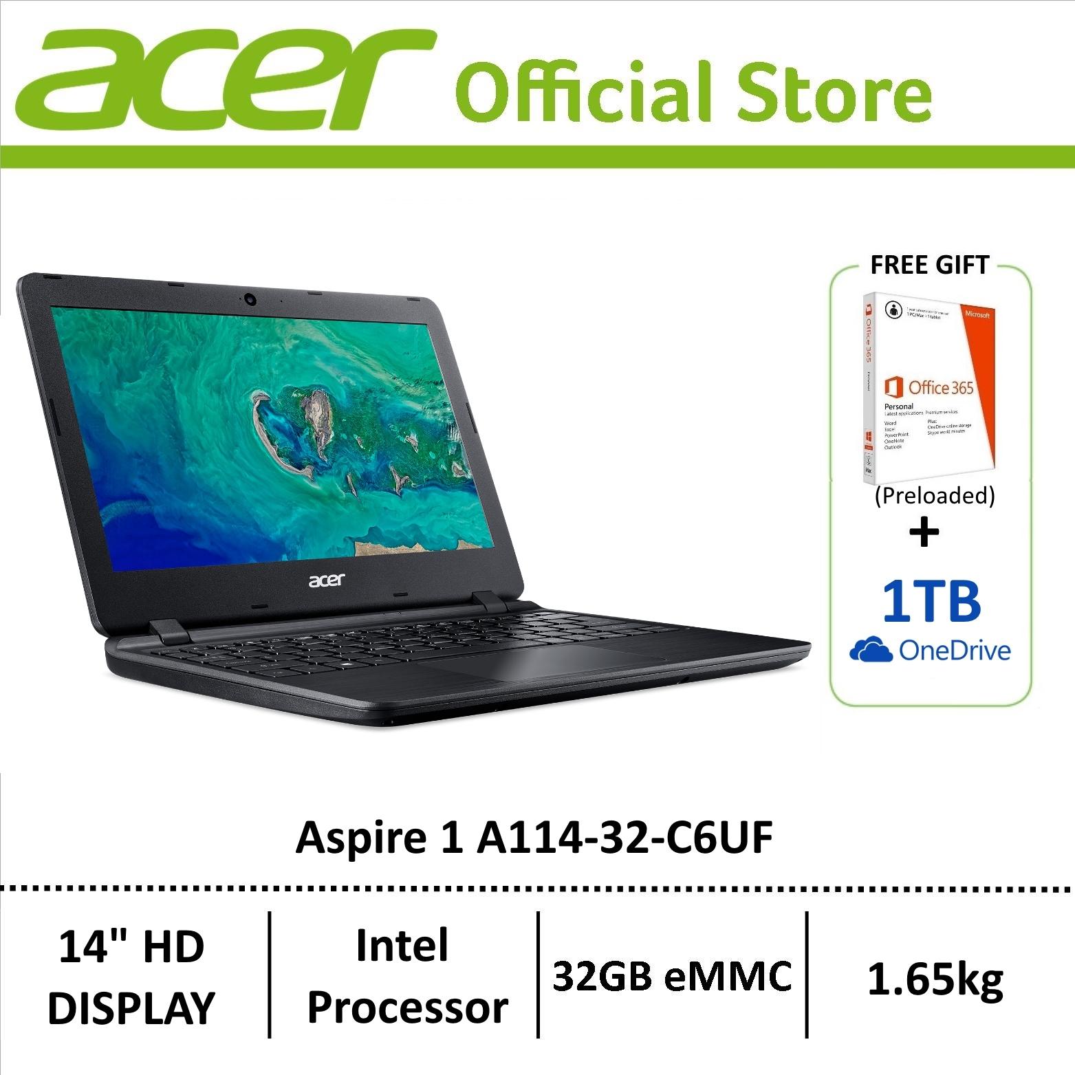 Acer Aspire 1 A114-32-C6UF (Black) 14-Inch Laptop - Preloaded Microsoft Office 365 Personal