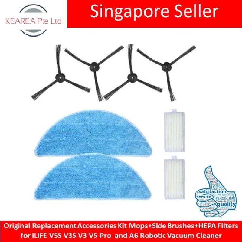 Original Replacement Accessories Kit Mops+Side Brushes+HEPA Filters for ILIFE V5S V3S V3 V5 Pro and A6 Robotic Vacuum Cleaner Singapore