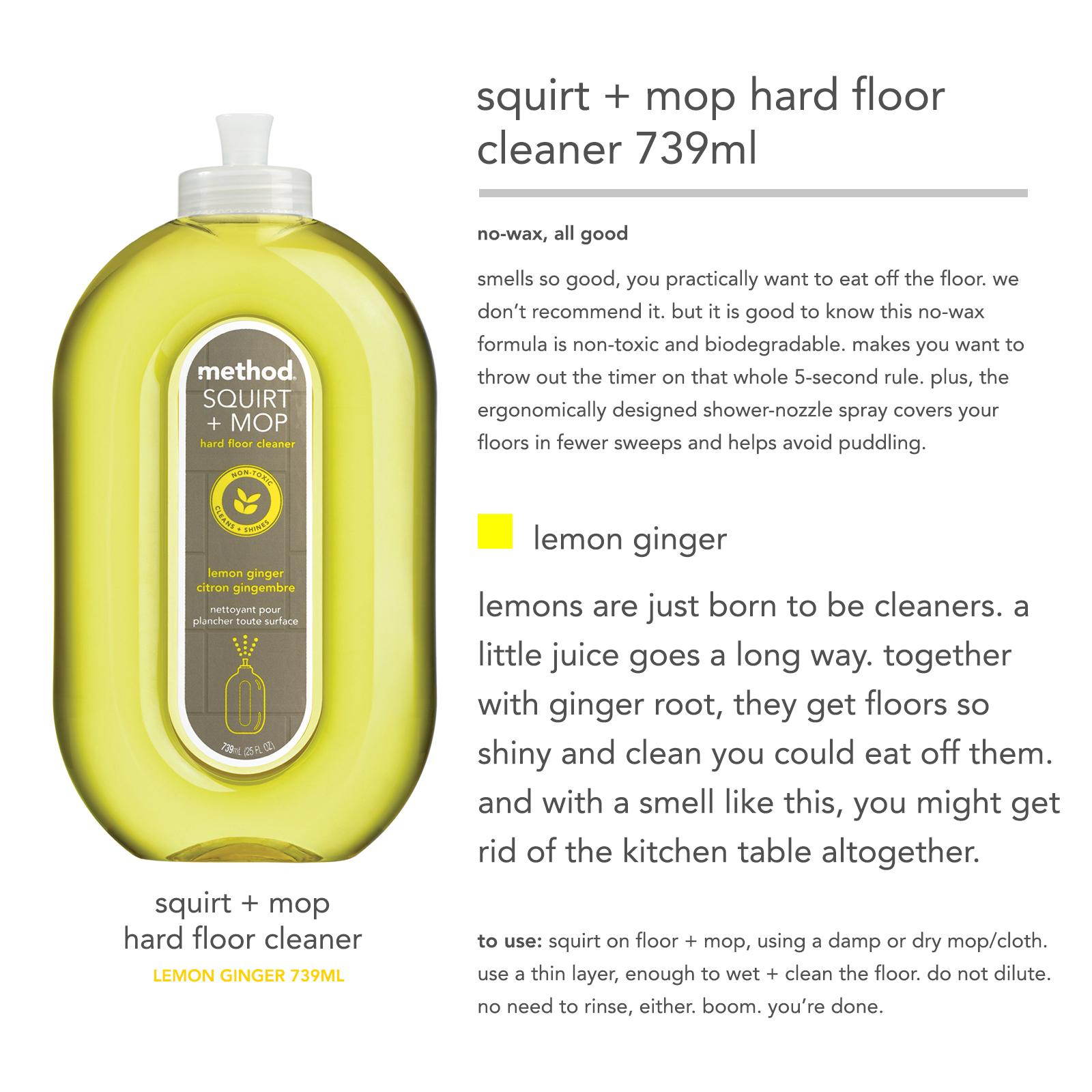 Method Squirt Mop Hard Floor Cleaner Lemon Ginger 739ml