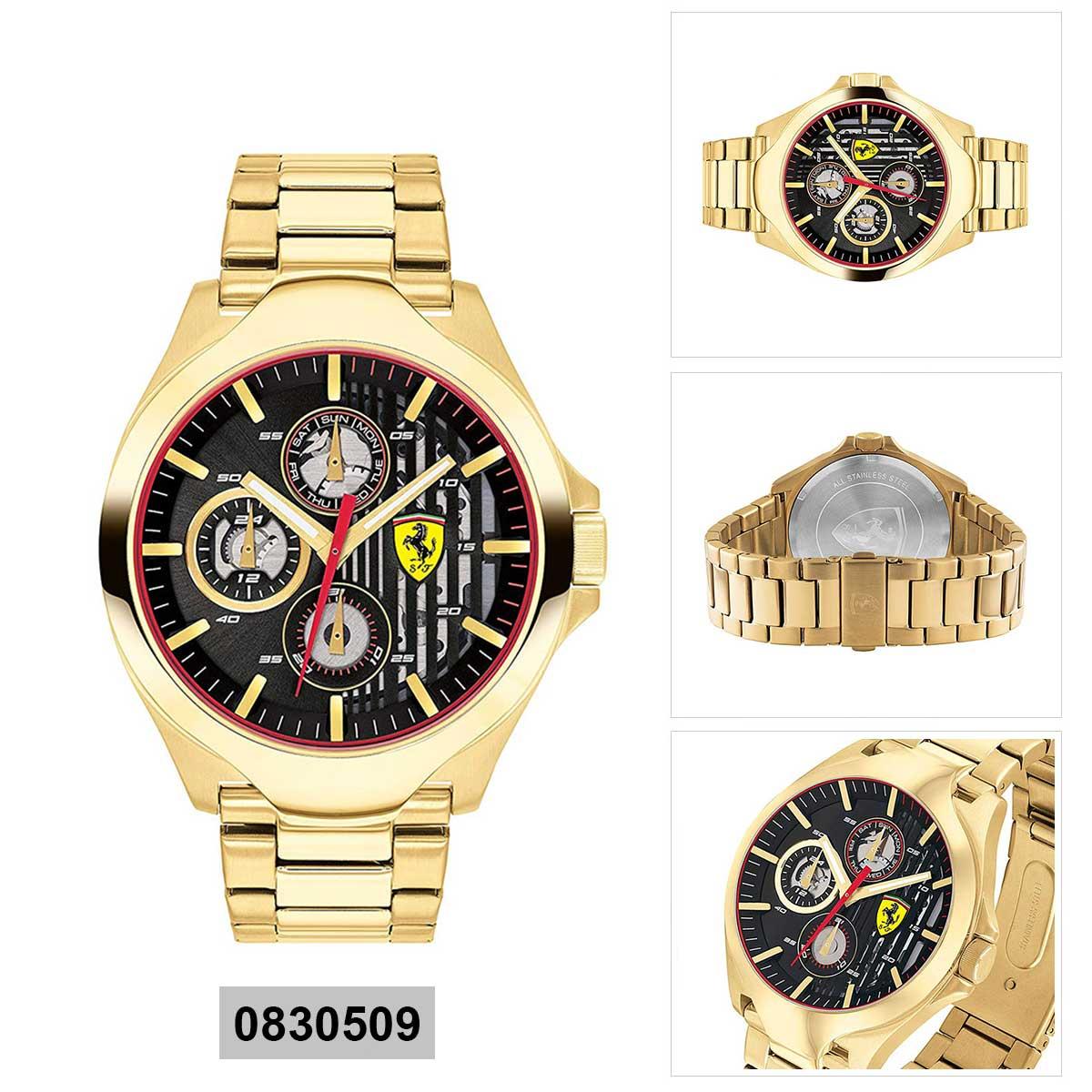 Ferrari Ferrari Gold Stainless-Steel Case Stainless-Steel Bracelet Mens NWT + Warranty 0830509
