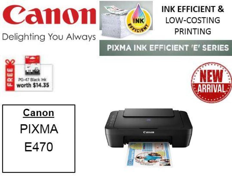 Canon Pixma E470 Printer **Free PG-47 Black Ink Till 26 Aug 2018 Singapore