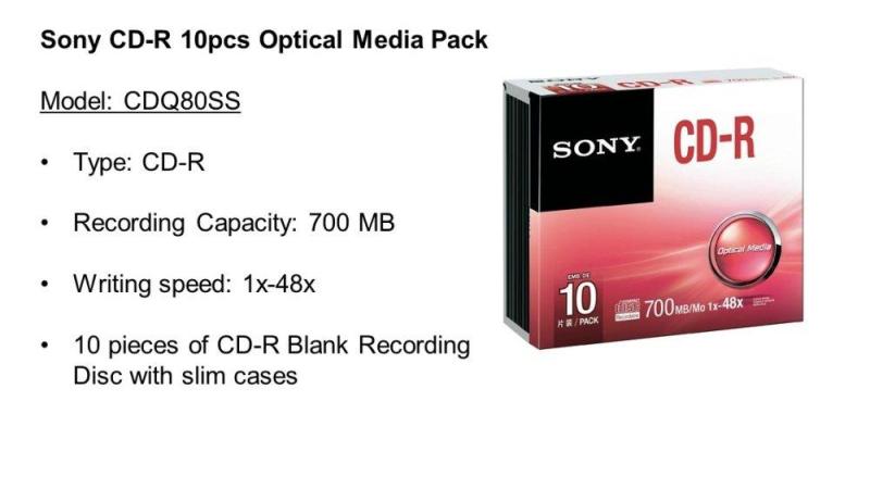 SONY CD-R / CDR / CD R SONY 700mb / 1x-48x WITH SLIM CASE (10 UNIT / BOX)