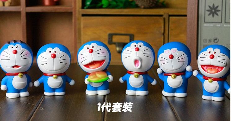 Lucu Doraemon Action Figure mainan Jingle Cat Sihir Pocket Future Props Kartun Komik Figurine Koleksi Dekorasi hadiah 6pcs / set Anggrek Gray