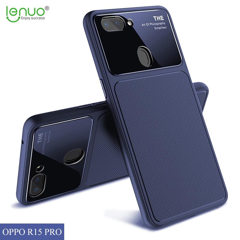 Lenuo TPU + Glass Case untuk Oppo R15 Silikon Lembut Kaca Antigores Shockproof 3D Berlian Penutup Pola untuk Oppo R15 Mimpi Cermin edisi