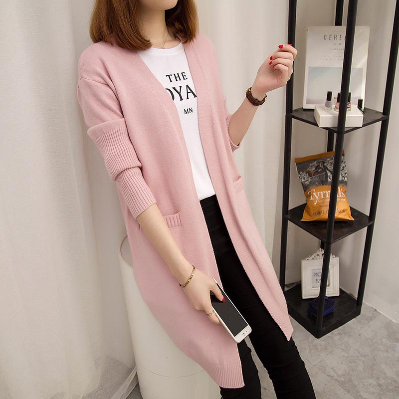 Musim semi dan musim gugur model setengah panjang kardigan Jaket perempuan Kemeja rajut 2019 model baru Gaya Korea netral longgar merah murid sweater tebal