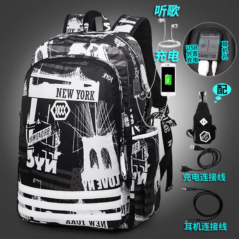 Gaya Kampus Tas pria fashion populer Tas Ransel Kapasitas Besar Tas Tamasya casual Tas laptop kampus murid ransel