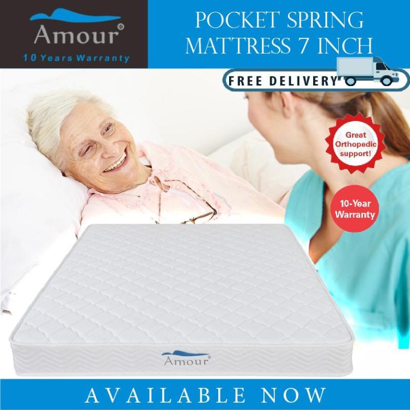 AMOUR BRAND 7 inch Single Size/Queen Size Pocket Spring Mattress 10 Years Warranty Best in Lazada