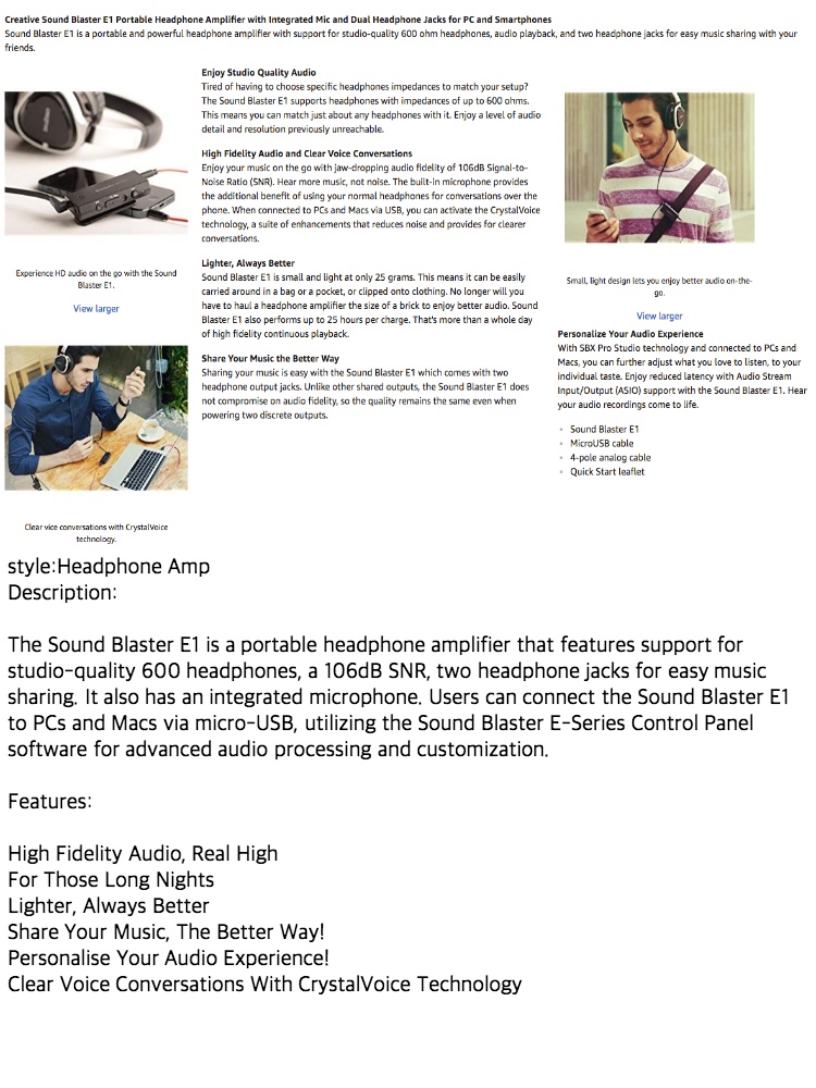 Creative Sound Blaster E1 Portable Headphone Amplifier With Integrated Mic And Dual Headphone Jacks For Pc And Smartphones Audio Video Accessories Headphone Accessories Rbafamilylaw Com