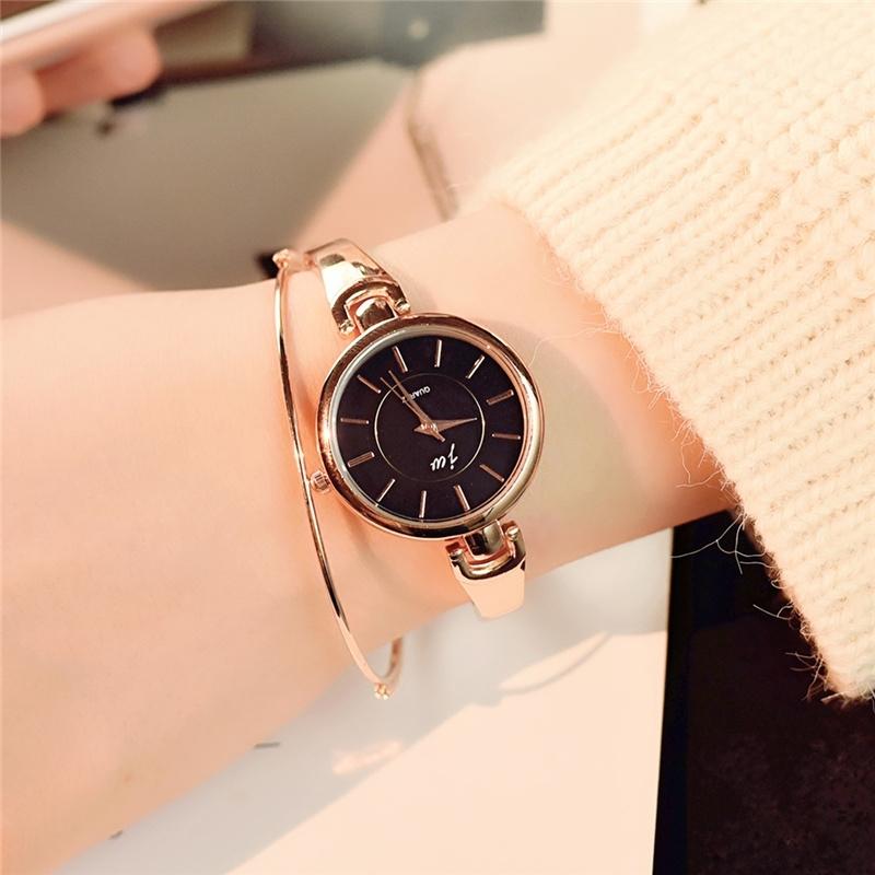 【Jw dial besar emas dengan kotak ulzzang plat putih 】Dewi gelang menonton siswa perempuan versi Korea dari trend fashion sederhana rantai logam menonton Korea temperamen kuarsa kompak menonton